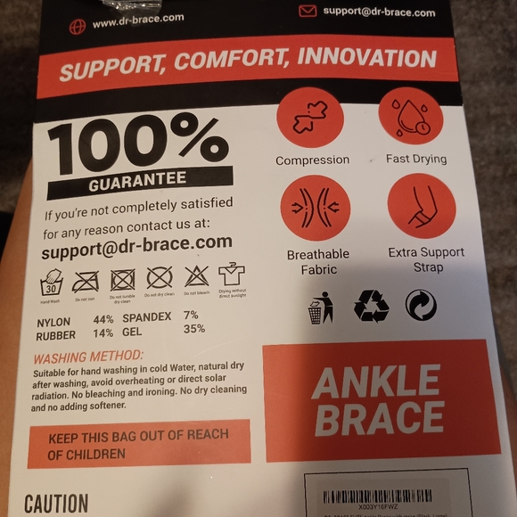 NIB DR. BRACE Padded Ankle Brace w/ Strap "Sport Performance" | Black | size L - Picture 2 of 2